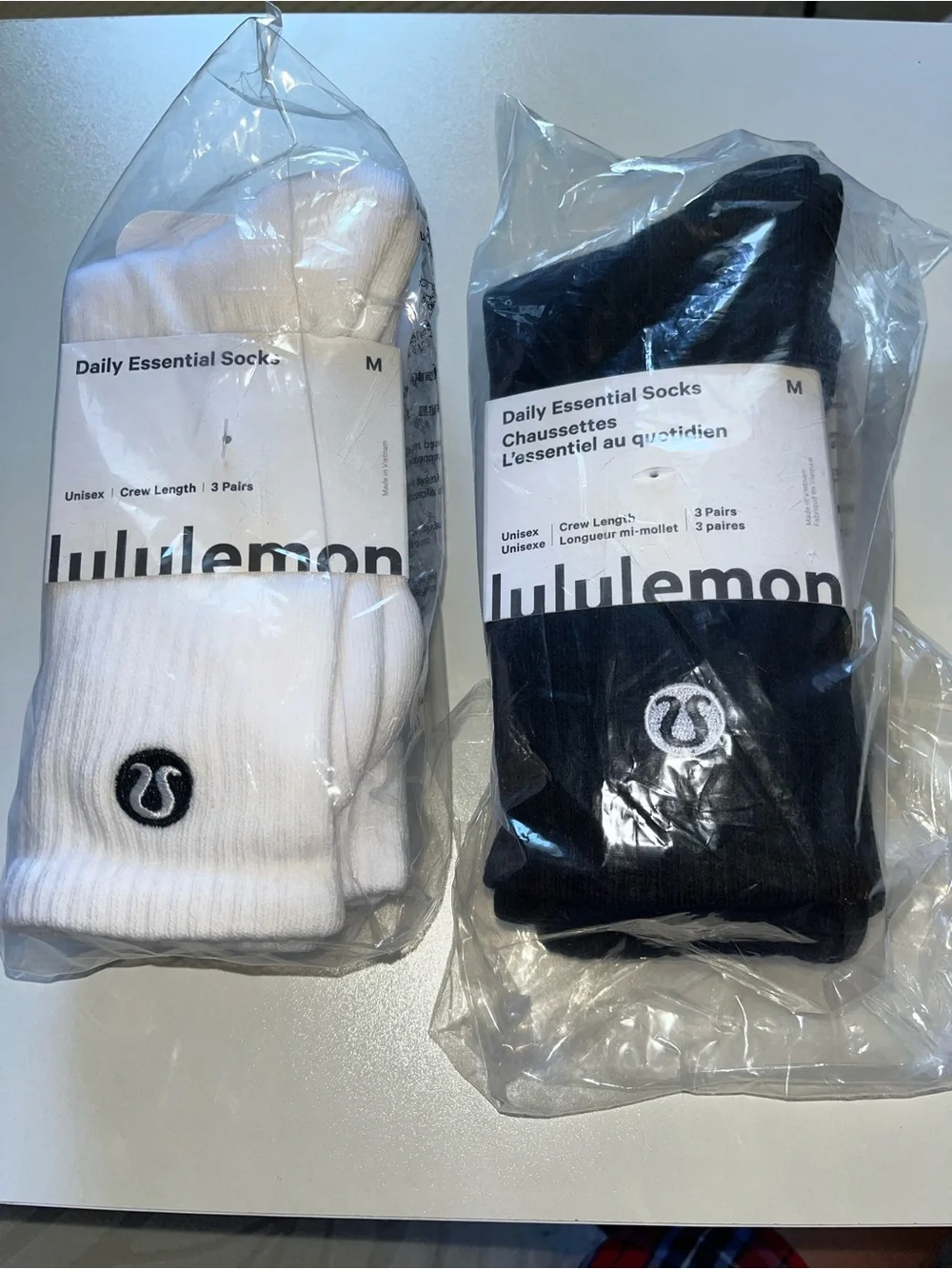 lululemon athletica Daily Crew Socks - 2 White & Black 3-Pack Each) UNISEX